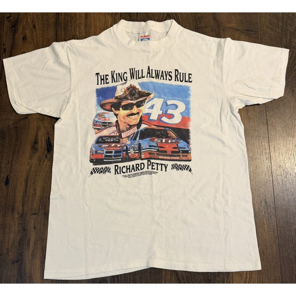 Vintage 90s Richard Petty THE KING WILL ALWAYS RULE #43 Shirt XL USA Made NASCAR